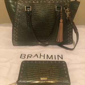Brahmin Priscilla Emerald Green Satchel and Wallet